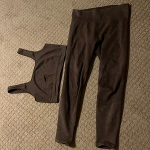 Worn brown Joylab workout set from Target.
